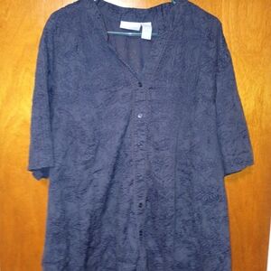 Liz&Me Navy Textured Blouse